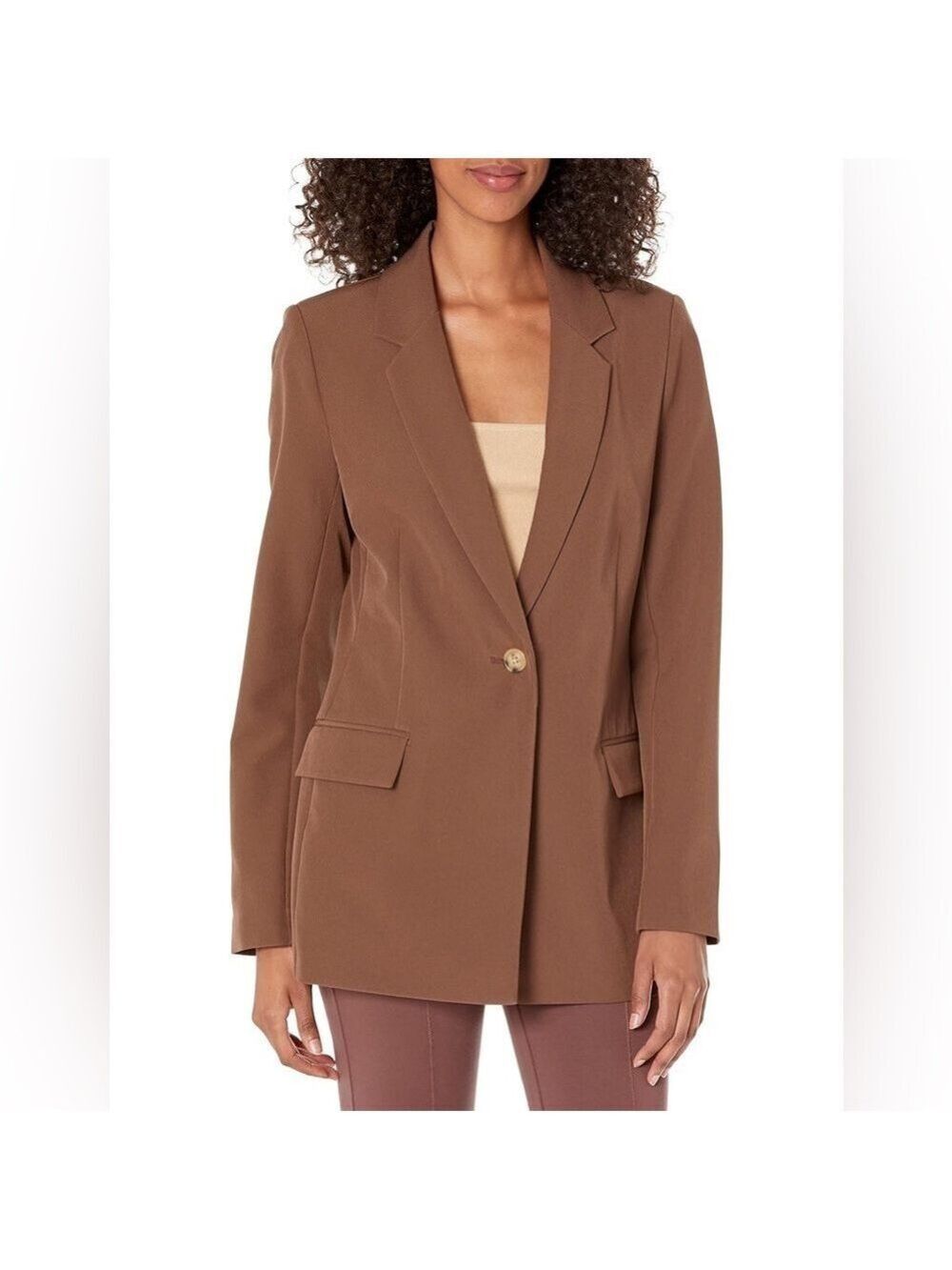 The Drop Blake Long Praline One-Button Blazer